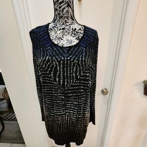 Nic and Zoe geometrical  print ling line sweater top xl ombre  multi color